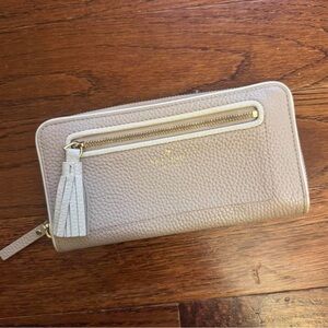 Kate Spade Beige Leather Wallet with Tassel